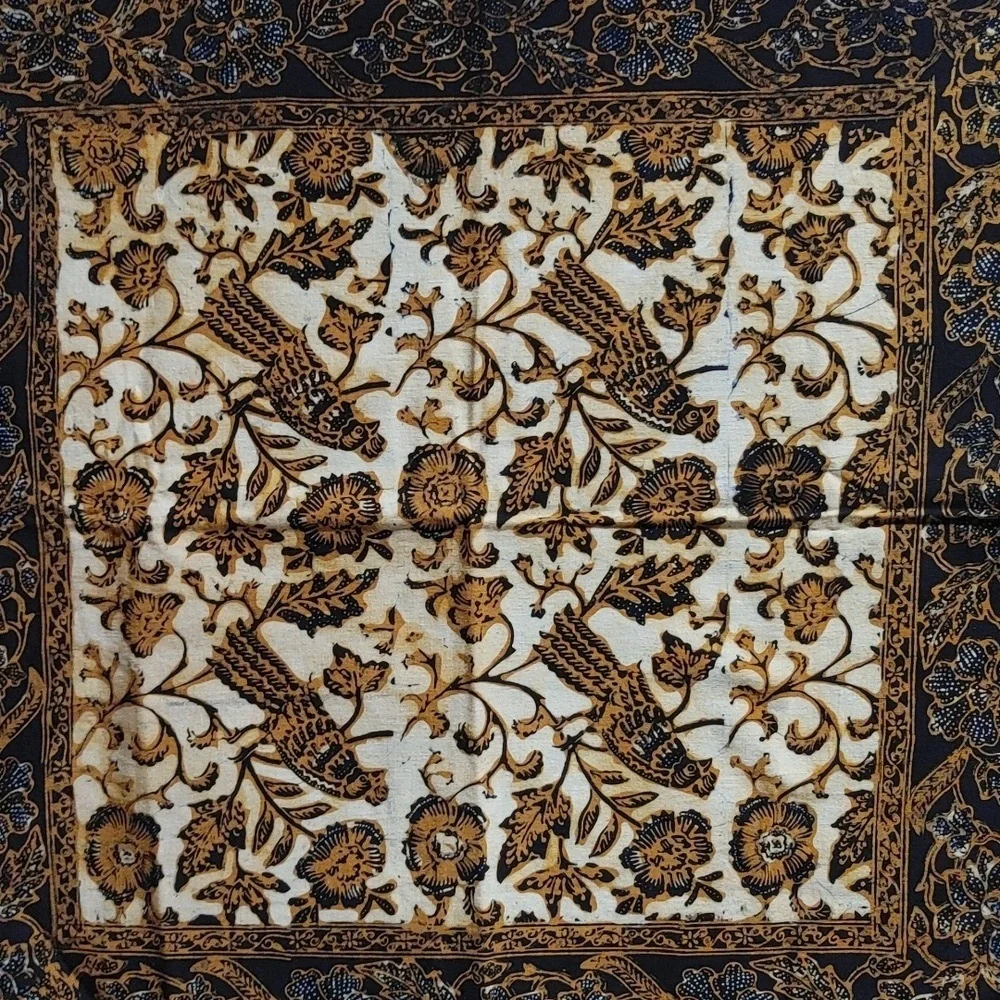 Blue & Tan Batik Pillow Cover 25.5x24.5